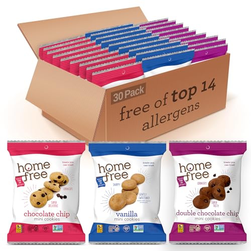 Homefree Treats You Can Trust Gluten Free Mini Cookies, Single Serve, Variety Pack (Pack of 30)