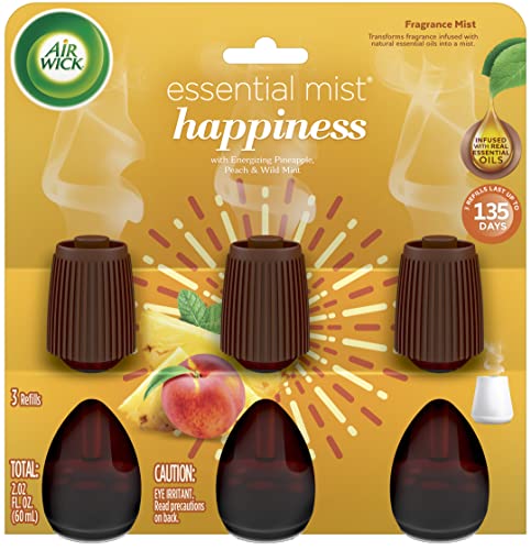 Air Wick Essential Mist Refill, 3ct, Happiness, Air Freshener, Essential Oils