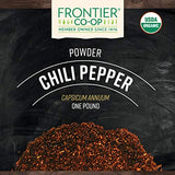 Frontier Co-op Organic Chili Powder, 1 lb Bulk Bag - Medium Roasted Red Chili Powder - Kosher, Non-Irradiated - Ground Capsicum Annuum for Cooking