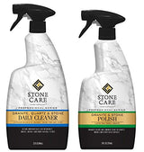 Stone Care International Granite Stone Cleaner and Polish Combo for Granite Marble Soapstone Quartz Quartzite Slate Limestone Corian Laminate Tile