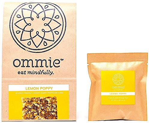 Ommie Snacks Nut-Free Energy Bar (7 Pack) - Lemon Poppy Fruit & Seed Granola Bar | Allergy Free: Nut Free, Gluten Free, Soy Free, Egg Free, Dairy Free