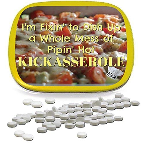 Pipin' Hot Kickasserole Mints Wintergreen Breath Mints Funny Gag for Women Kick ass Stocking Stuffers Gags for Stockings Weird kitchen Gags White