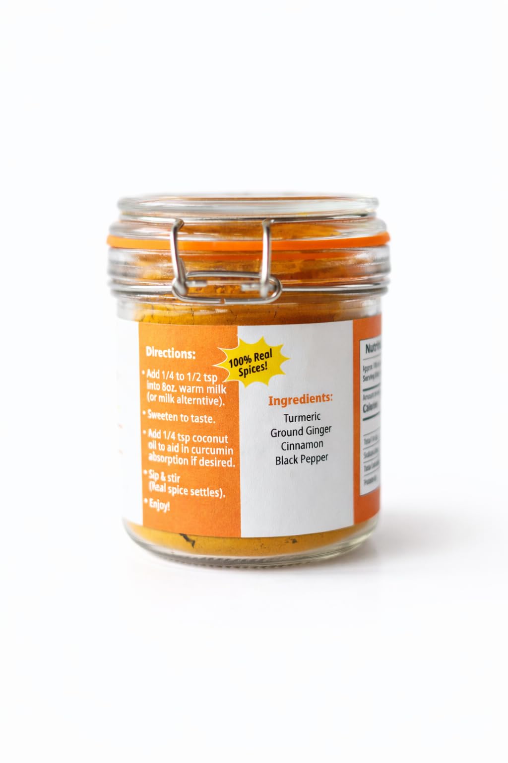 Golden Spice Golden Milk Spice Mix with Turmeric, Ginger, Cinnamon, Black Pepper, 5oz Glass Jar, 100% Real Spices