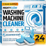 MIGHTY CLEAN Washing Machine Cleaner Tablets 24 Pack - 1 Year Supply, Septic Safe Washing Machine Cleaning Tablets, Washer Cleaner Tablet, Works