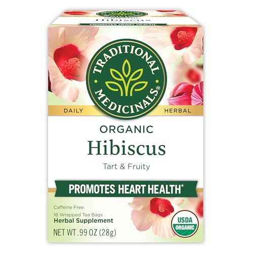Traditional Medicinals Organic, Hibiscus Tea - Supports Normal Heart Health & Cardiovascular Wellness - Kosher, Non-GMO, Caffeine-Free, Compostable