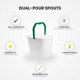 [6 Pack] 3.5 gal Utility Bucket White with Microfiber Cloth - Dual-Pour Spouts - Mop and Bucket Set, Cleaning Bucket, Utility Pail