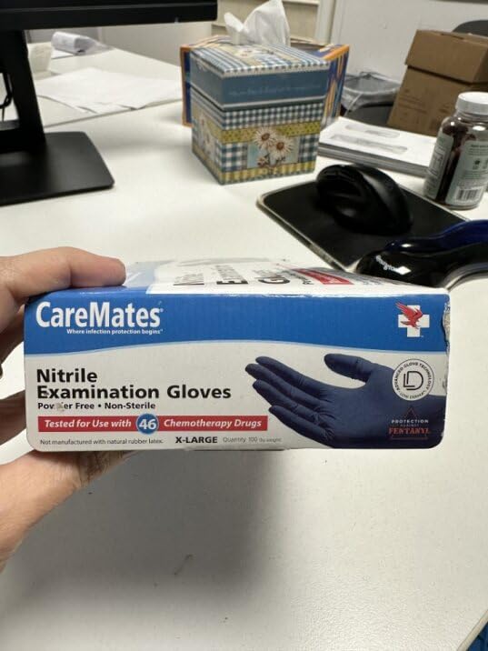 CareMates Nitrile Medical Exam Gloves, Latex Free Rubber, Powder Free, Extra Strong, 4 Mil Thick, Certified for Home Infusion, First Aid, Food Safe