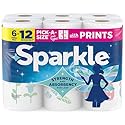 Sparkle Pick-A-Size Paper Towels, Spirited Print Design, 6 Double Rolls (660 Sheets Total) - Strong 2-Ply Towels for Kitchen Cleanup and Everyday