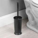 mDesign Toilet Bowl Brush and Holder - Covered Bathroom Toilet Brush - Standing Toilet Bowl Scrubber in Modern Holder - Compact, Space Saving, Deep
