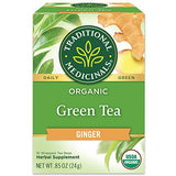 Traditional Medicinals Tea, Organic Green Tea Ginger - Promotes Healthy Digestion, Occasional Nausea & Indigestion Relief - Kosher, Non-GMO - 16 Tea