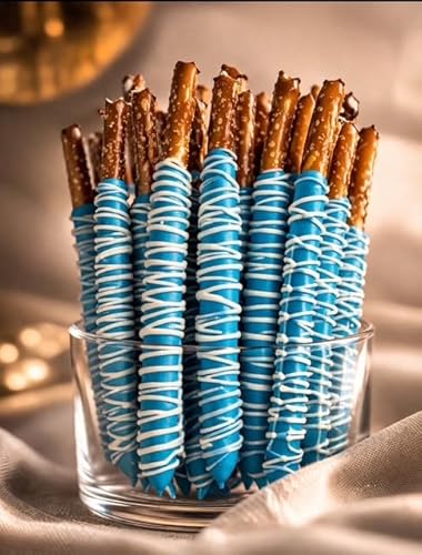 Ronita's bakery Sweet baby blue chocolate covered pretzels 12 Rods