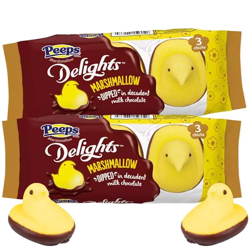 Original Peeps Delights, Milk Chocolate Dipped Marshmallow Chicks, Easter Basket Stuffer Candy, 1.5 Ounces (Pack of 2)