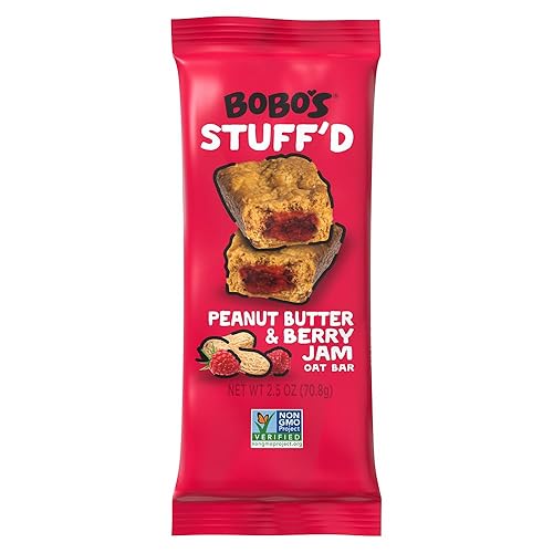 Bobo's Peanut Butter & Jelly Stuff'd Oat Bars, Simple Ingredients, Whole Grain Oats, Plant Based, Gluten Free Breakfast Bars, Non-GMO, Healthy Snacks