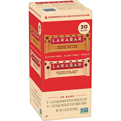 Larabar Gluten Free Variety Pack Peanut Butter Chocolate Chip / Chocolate Chip Cookie Dough 20 ct, 32 oz
