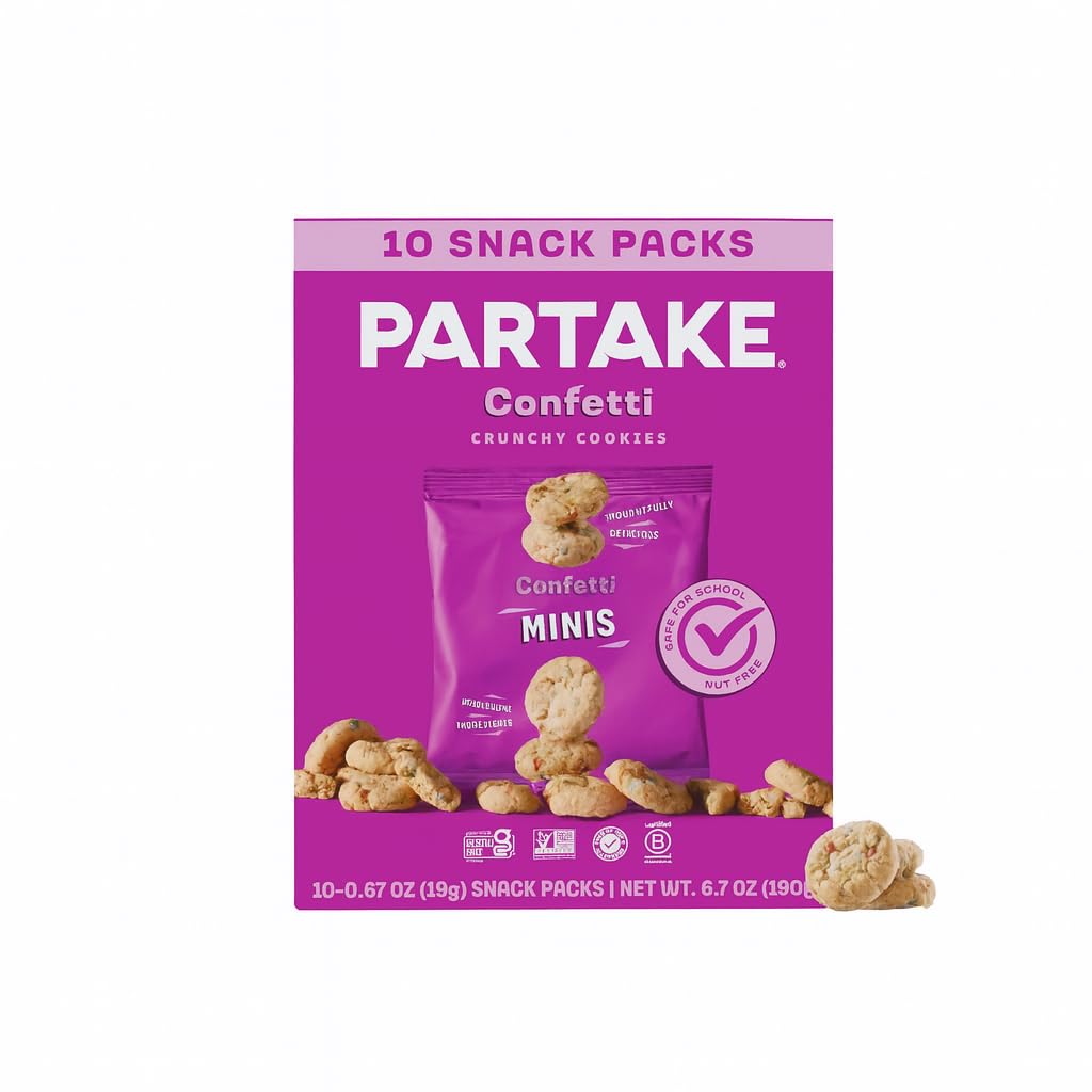 Gluten Free Partake Confetti Sprinkle Cookies - Vegan - Free From the Top 9 Allergens Including Dairy, Wheat, Soy, Eggs, & Peanuts - Non GMO - Safe
