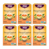 Yogi Tea - Throat Comfort (6 Pack) - Soothes the Throat with Wild Cherry Bark, Licorice Root, Mullein, and Ginger - Caffeine Free - 96 Organic Herbal