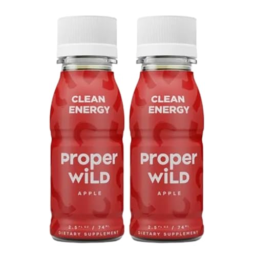 Proper Wild Shot Energy Apple 2.5 fl oz - Energy Shots - Proper Wild Juice Shots - Focus Factor for Work and Study - Pack of 2
