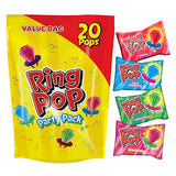 Ring Pop Lollipops - Bulk Candy Individually Wrapped Suckers Variety Party Pack- 20 Count w/Assorted Flavors - Hard Candy for Party Favors, Kids