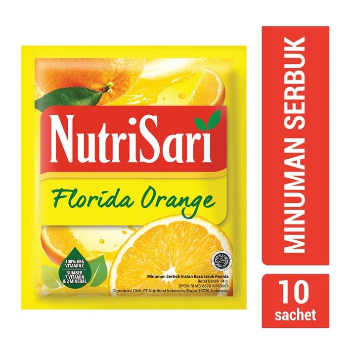 NutriSari Florida Orange Instant Drink Powder 10-ct, 110 gram (Pack of 2)