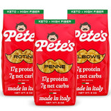 Low Carb, Protein Pasta Variety | Penne, Rotini, Elbow Macaroni with 17g Protein, 7g Carbs | Healthy, Keto Pasta Made in Italy | 3-Pack, 8oz - Pete’s