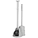 mDesign Plunger and Brush Set for Toilet Bowl - Hidden, Modern Toilet Brush and Plunger Set with Caddy - Brush Cleaner and Plunger Combo with Holder