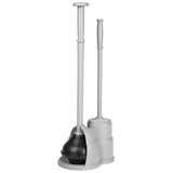 mDesign Plunger and Brush Set for Toilet Bowl - Hidden, Modern Toilet Brush and Plunger Set with Caddy - Brush Cleaner and Plunger Combo with Holder