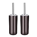 Toilet Brush and Holder Set of 2 | Great Value 2-Pack for Multiple Bathrooms | Sturdy Reinforced Handle for Durability | Discreet Enclosed Caddy |