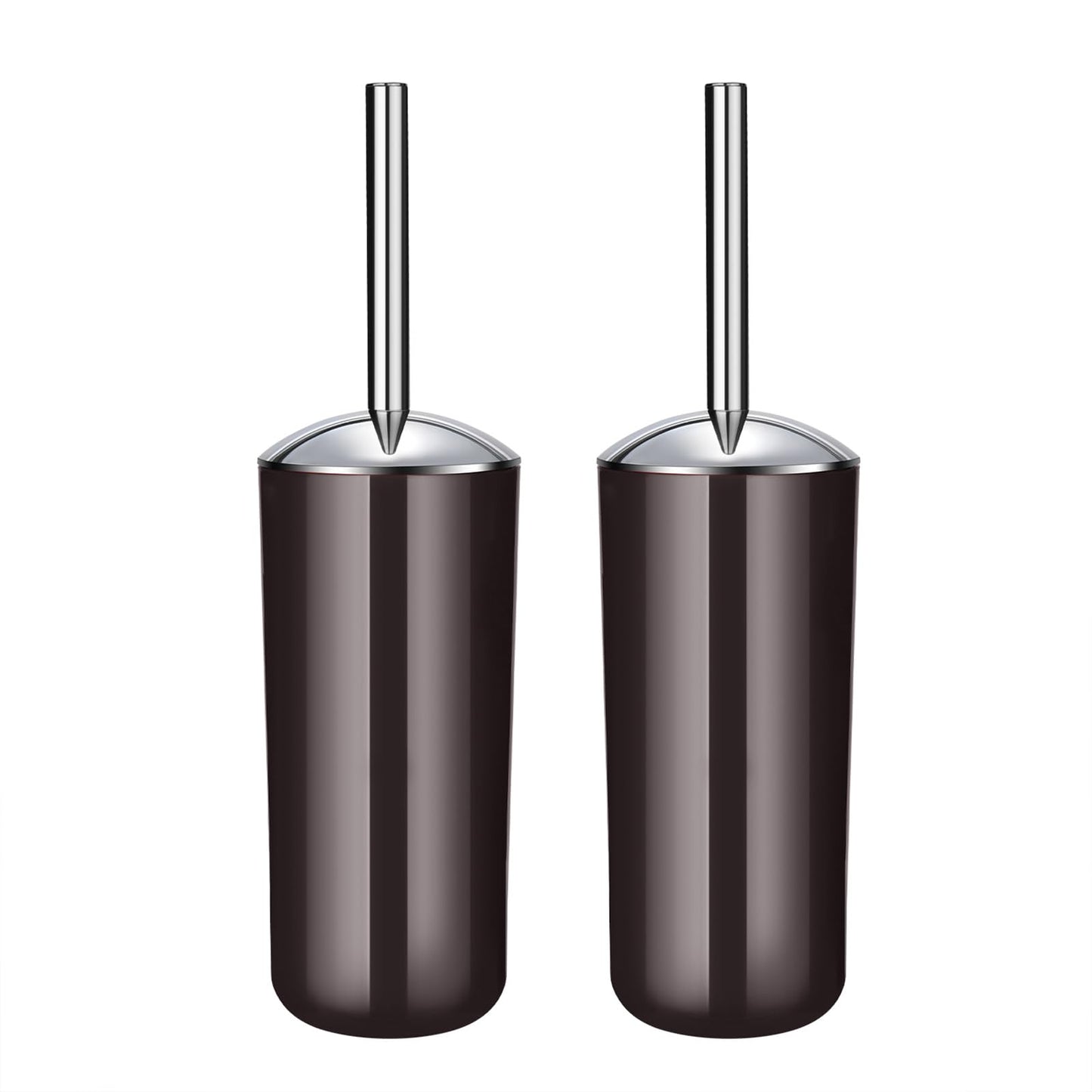 Toilet Brush and Holder Set of 2 | Great Value 2-Pack for Multiple Bathrooms | Sturdy Reinforced Handle for Durability | Discreet Enclosed Caddy |