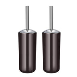 Toilet Brush and Holder Set of 2 | Great Value 2-Pack for Multiple Bathrooms | Sturdy Reinforced Handle for Durability | Discreet Enclosed Caddy |