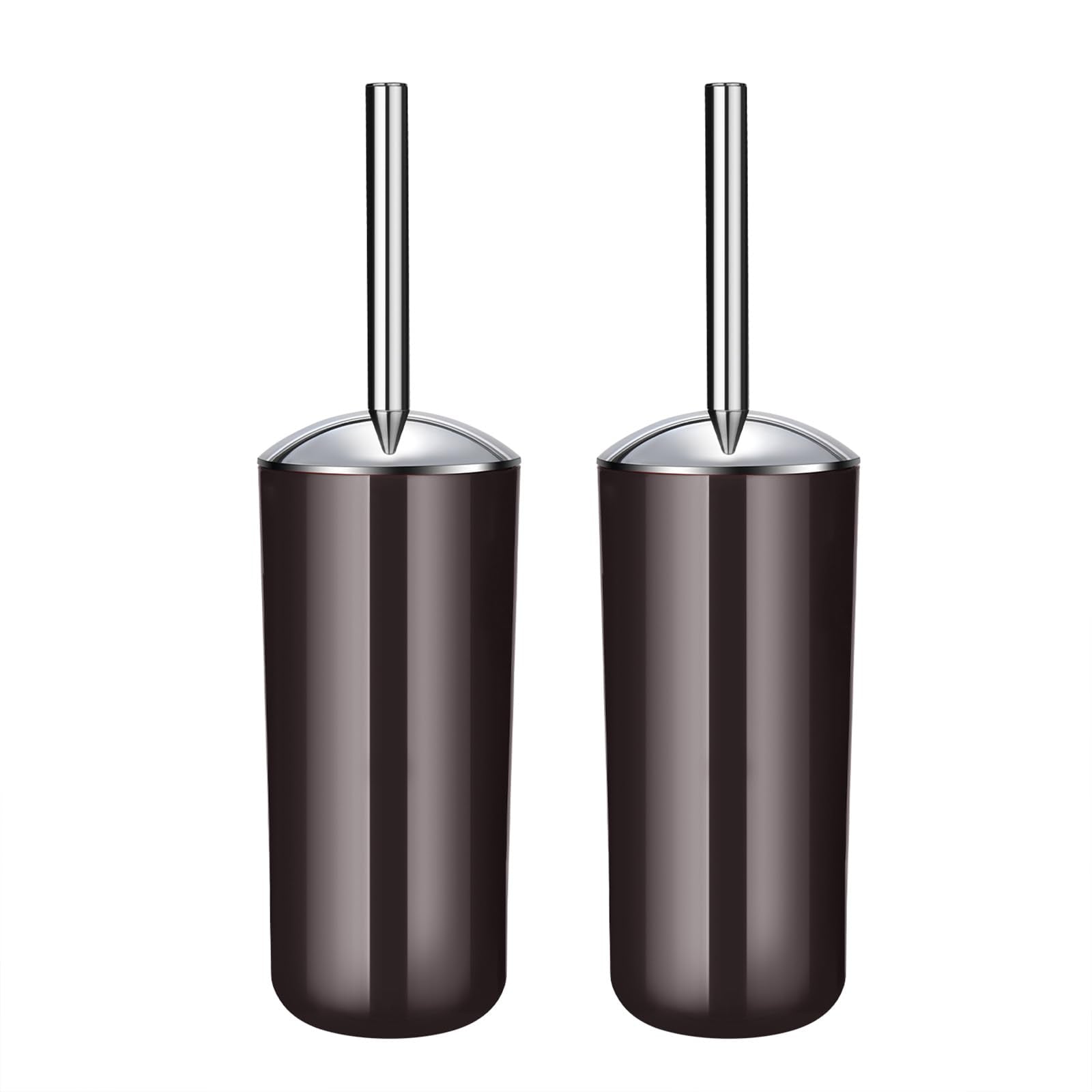 Toilet Brush and Holder Set of 2 | Great Value 2-Pack for Multiple Bathrooms | Sturdy Reinforced Handle for Durability | Discreet Enclosed Caddy |