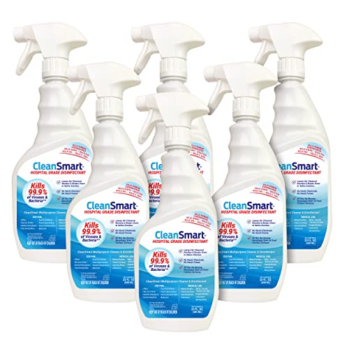 CleanSmart Hospital Disinfectant, Kills 99.9% of Viruses and Bacteria, Hypochlorous Acid Technology, EPA Registered, 23 oz, (Pack of 6) (HOCL)