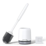 Lefree Silicone Toilet Brush and Holder, Bathroom Cleaner Brush Set, Non-Slip Handle Toilet Bowl Brush with TPR Soft Bristle, Wall Mounted/Floor