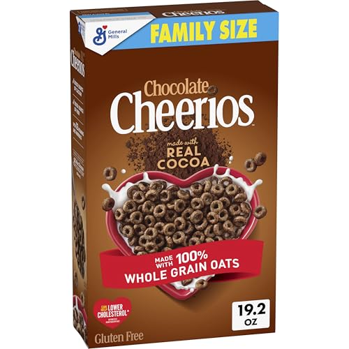 Chocolate Cheerios, Heart Healthy Gluten Free Breakfast Cereal, Made with Whole Grain Oats, Family Size, 19.2 oz