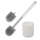 Don Aslett Silicone Toilet Bowl Brush Set (Gray) Includes Slim Brush Holder, Sturdy Handle, & 2 Replacement Heads with Durable Silicone Bristles |