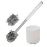 Don Aslett Silicone Toilet Bowl Brush Set (Gray) Includes Slim Brush Holder, Sturdy Handle, & 2 Replacement Heads with Durable Silicone Bristles |