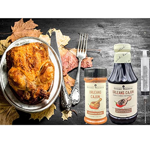 Gourmet Warehouse Orleans Cajun Injectable Marinade and Orleans Cajun Spice Rub, 16 ozs, No MSG, No HFCS