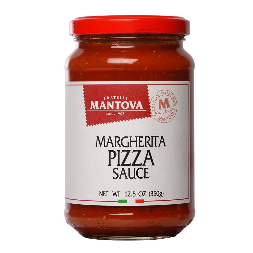 Mantova Italian Margherita Pizza Sauce 12.5 oz - Pack of 2, Product of Italy, Gluten Free, No Added Sugars, All-Natural Ingredients