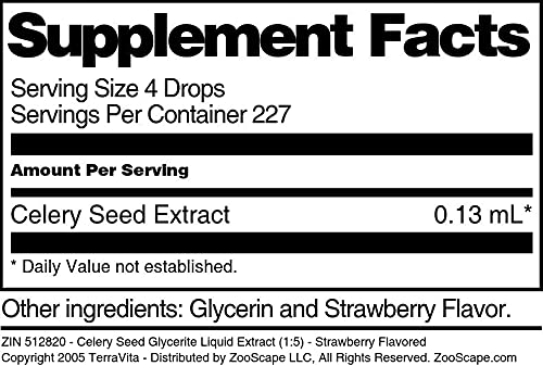 Terravita Celery Seed Glycerite Liquid Extract (1:5) - Strawberry Flavored (1 oz, ZIN: 512820) - 3 Pack