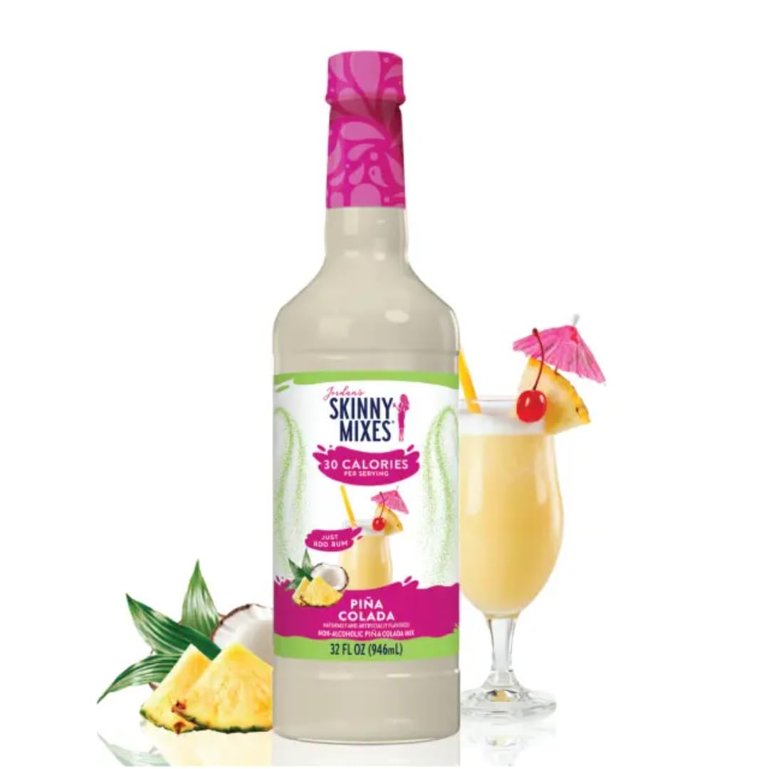Jordan's Skinny Mixes Pina Colada Mix, Flavored Cocktail Mixer for Drinks, Tropical Drink Flavoring for Cocktails & Mocktails, Low Calorie, Gluten