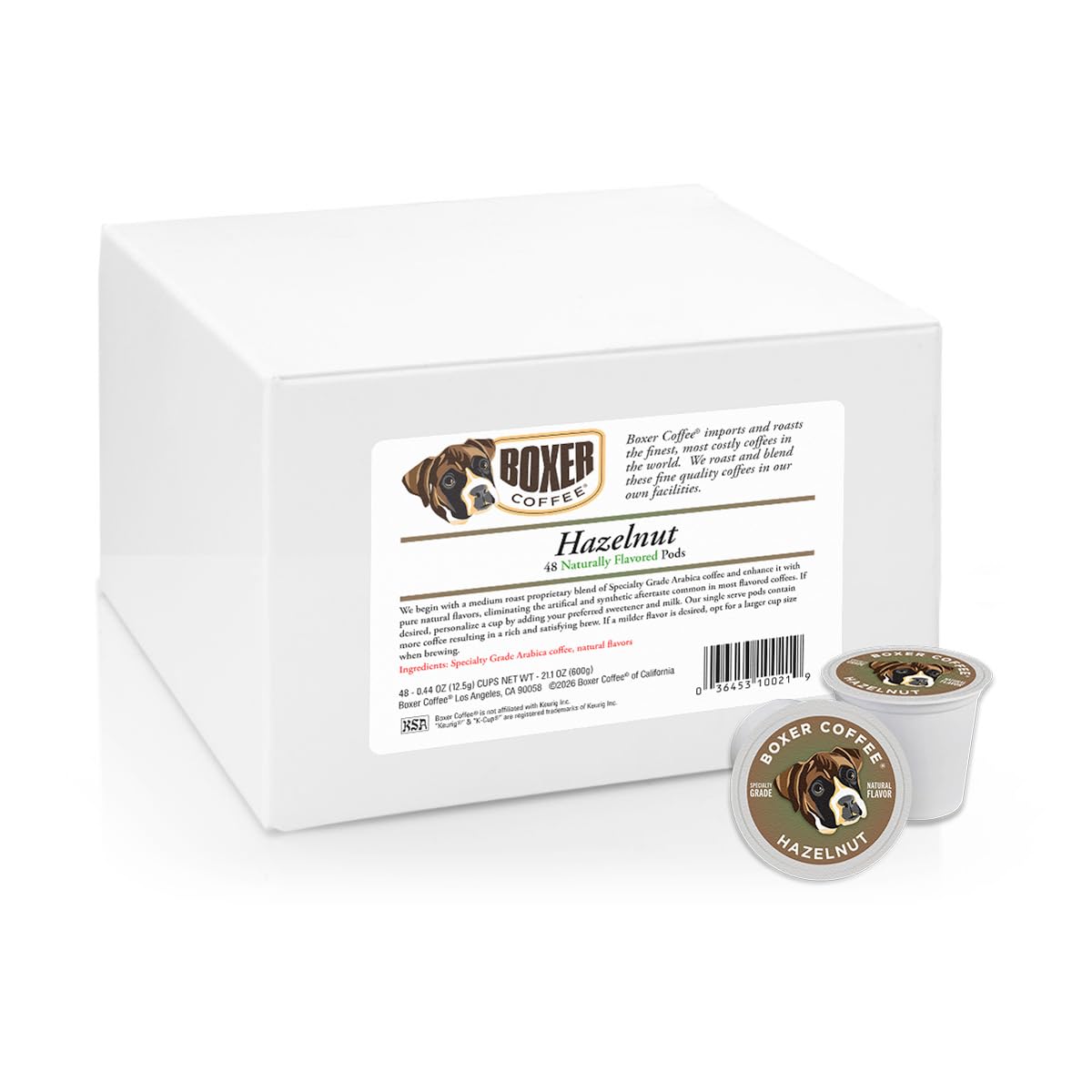 Boxer Coffee Hazelnut Naturally Flavored Pods compatible with Keurig K-Cup, 48 count