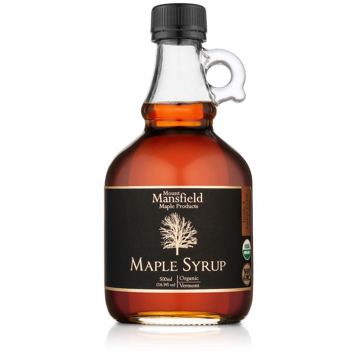 Mansfield Maple Certified Organic Pure Vermont Maple Syrup Grade A Dark Robust, 500ml Glass Bottle
