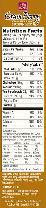 The Silver Palate Grain Berry Muffin Mix, Whole Grain Bran, Cinnamon Bran 15 oz(pack of 3)