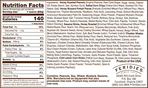FERIDIES Honey Cheddar 5 O'Clock Crunch Snack Mix - 28oz Can (Pack of 4)