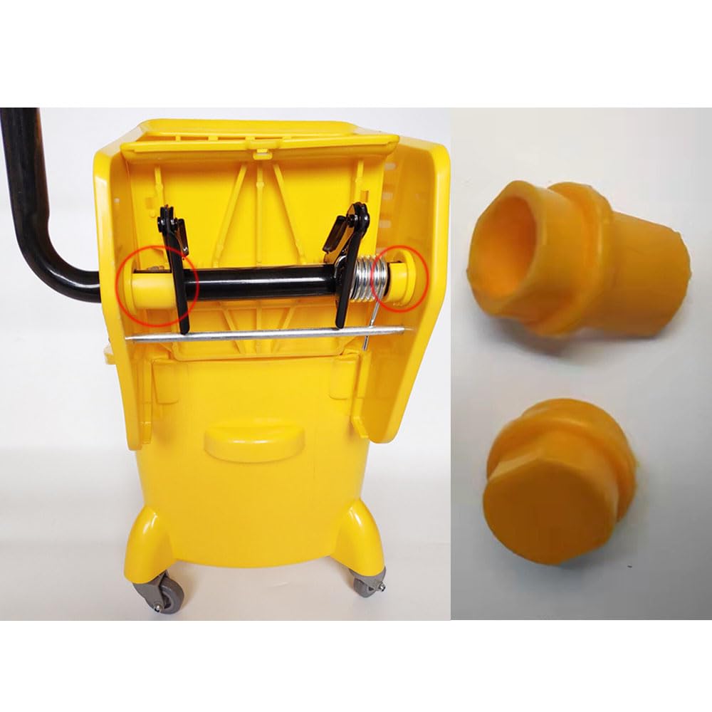 NentMent Commercial Mop Bucket Wringer Mount Bracket End Plugs Left and Right Set Yellow Plastic Stopper Repair Parts for Side Press Wringer Combo