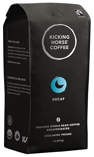 Kicking Horse Coffee, Decaf, Swiss Water Process, Dark Roast, Whole Bean, 1 lb - Certified Organic, Fairtrade, Kosher Coffee