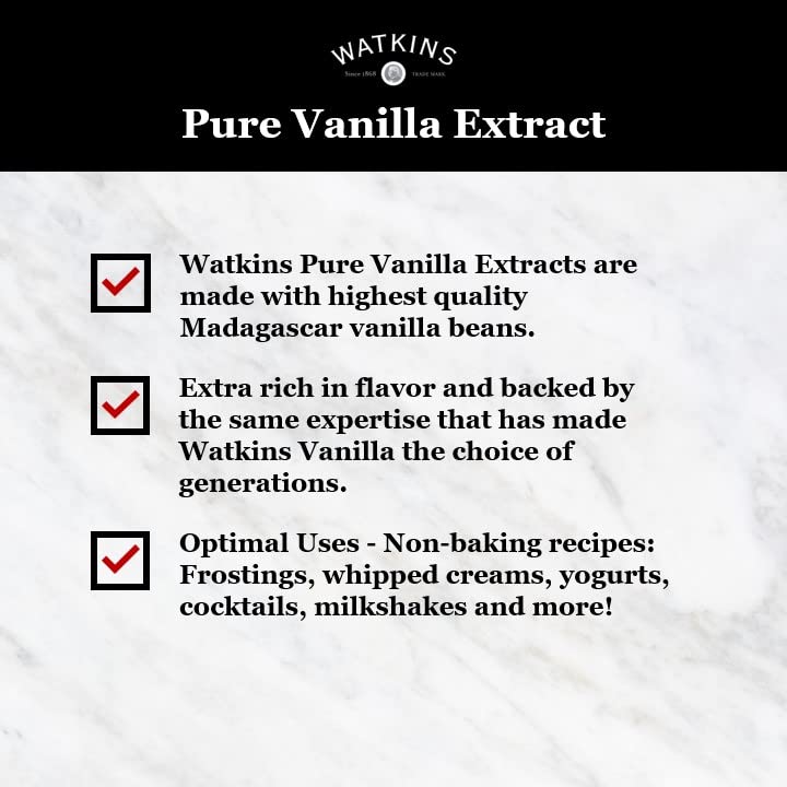 Watkins Pure Vanilla Extract, Non-GMO, Kosher, 8 oz Bottle, 1-Pack