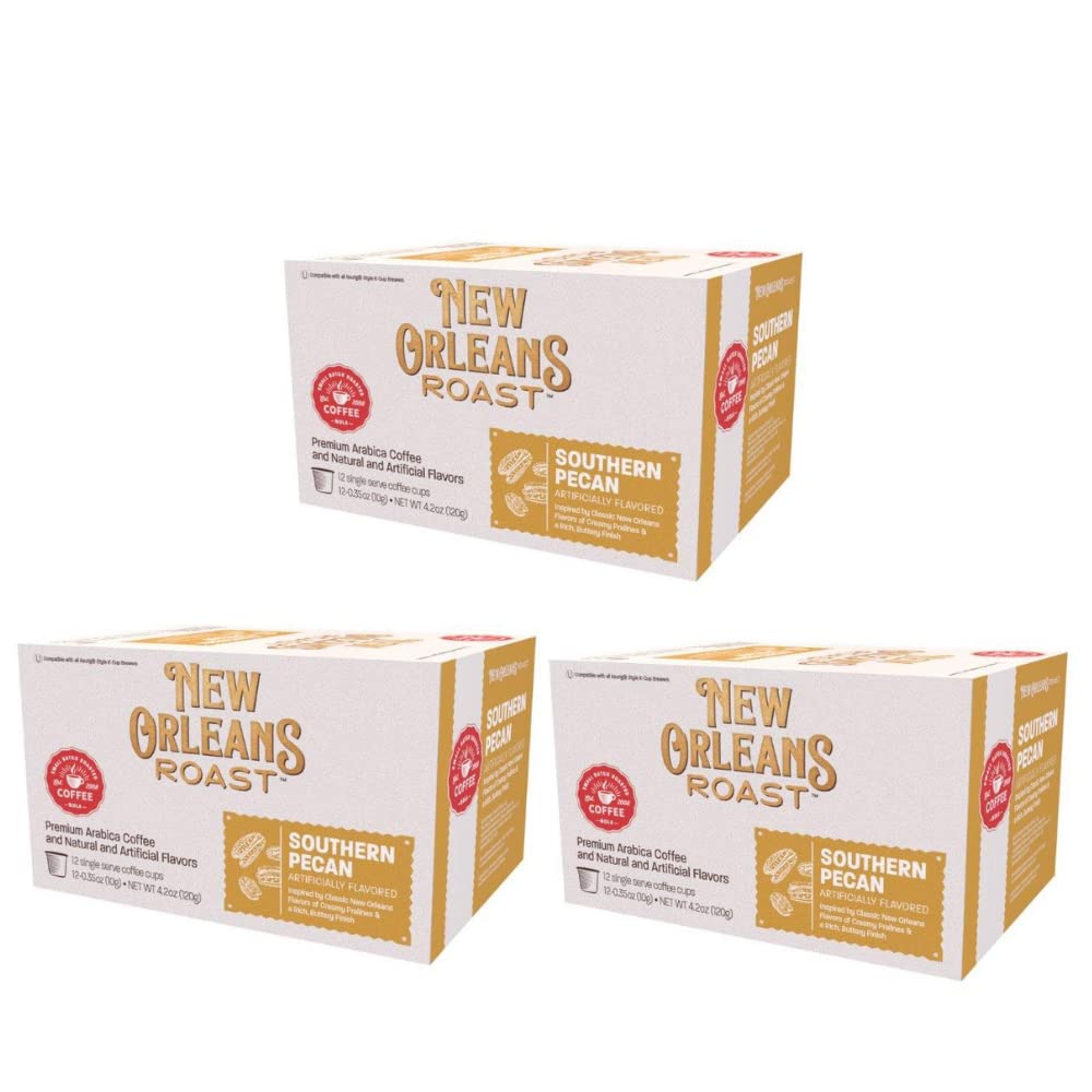 New Orleans Roast Southern Pecan Single Serve Coffee Pods - 12ct (Pack of 3) - Nutty & Sweet Flavor