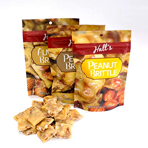 Assorted Brittle Variety Pack, 3.5 Oz Bags (Pack of 3), Peanut Brittle - Almond Brittle - Pecan Brittle