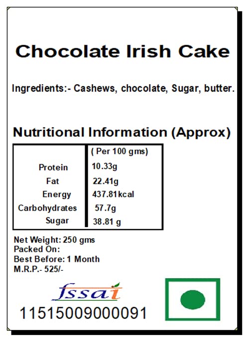 Ghasitaram Gifts Valentines Gift for Girlfriend/Boyfriend/Husband and Wife - Valentine Sweets - Chocolate Irish Cake