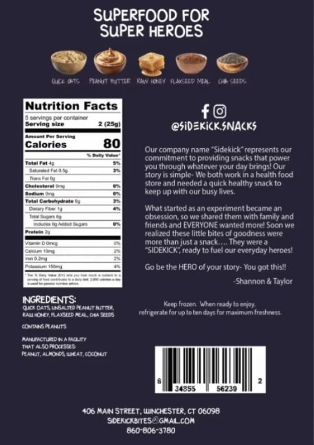 Sidekick Snacks Granola Bites | Peanut Butter Honey, No Preservatives, Real Ingredients, Healthy Snack, 10 bites per bag, 3 pk